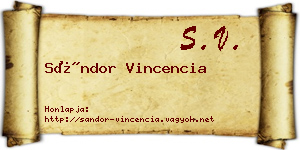 Sándor Vincencia névjegykártya